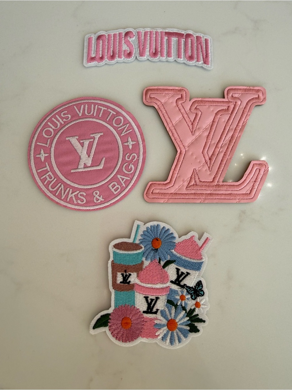 Hand Crafted Pretty in Pink Embroidered Iron on Patches